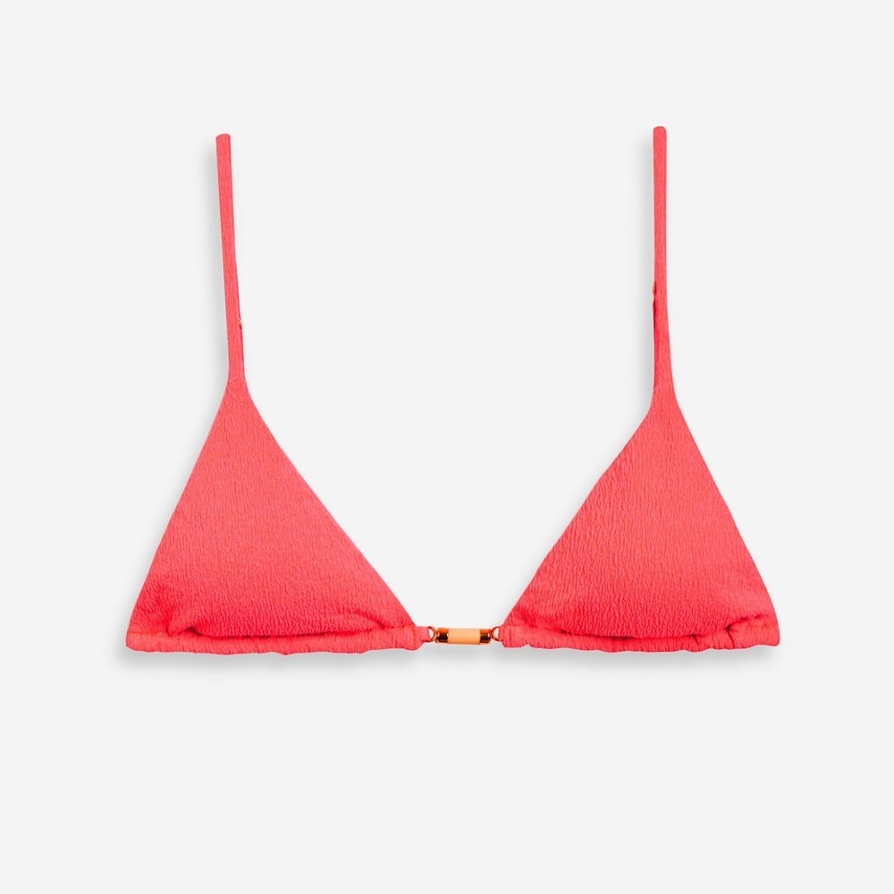 VIX - FIRENZE CAPRI CLOQUÉ TRIANGLE BIKINI TOP & FIRENZE BEADS BOTTOMS IN CORAL